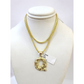 10k Gold Q Nugget Initial Charm Franco Chain 2.5mm 16"-26" Pendant Necklace SET