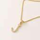 10K Gold Solid Franco Chain J Initial CZ Stone Pendant Set 1mm 16 18 20 22 Women