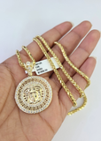 10k Palm Chain Medusa Head Charm Pendant 3mm Set 18"-26" in Necklace