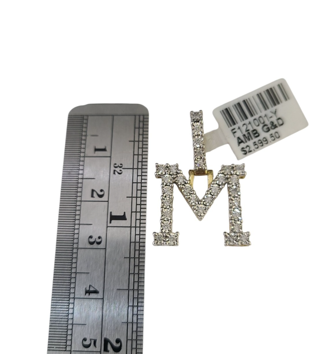 10k Gold Chain Necklace M Diamond Initial Pendant Set Cuban Curb 3mm 20"-30"