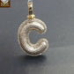 10k Yellow Gold Diamond Bubble Letter A-Z Initial Charm Pendent Real Diamond