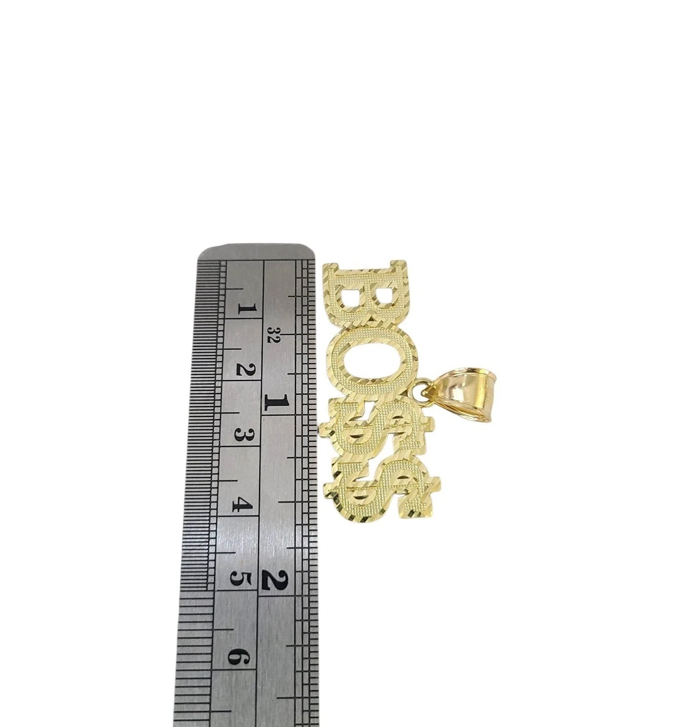 10K Yellow Gold BOSS Pendant Dollar Sign Letter Charm Hip Hop Style Men