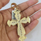 10k Gold Rope Chain & Cross Charm Pendant Mens 10kt Yellow Gold 8mm 26" Necklace