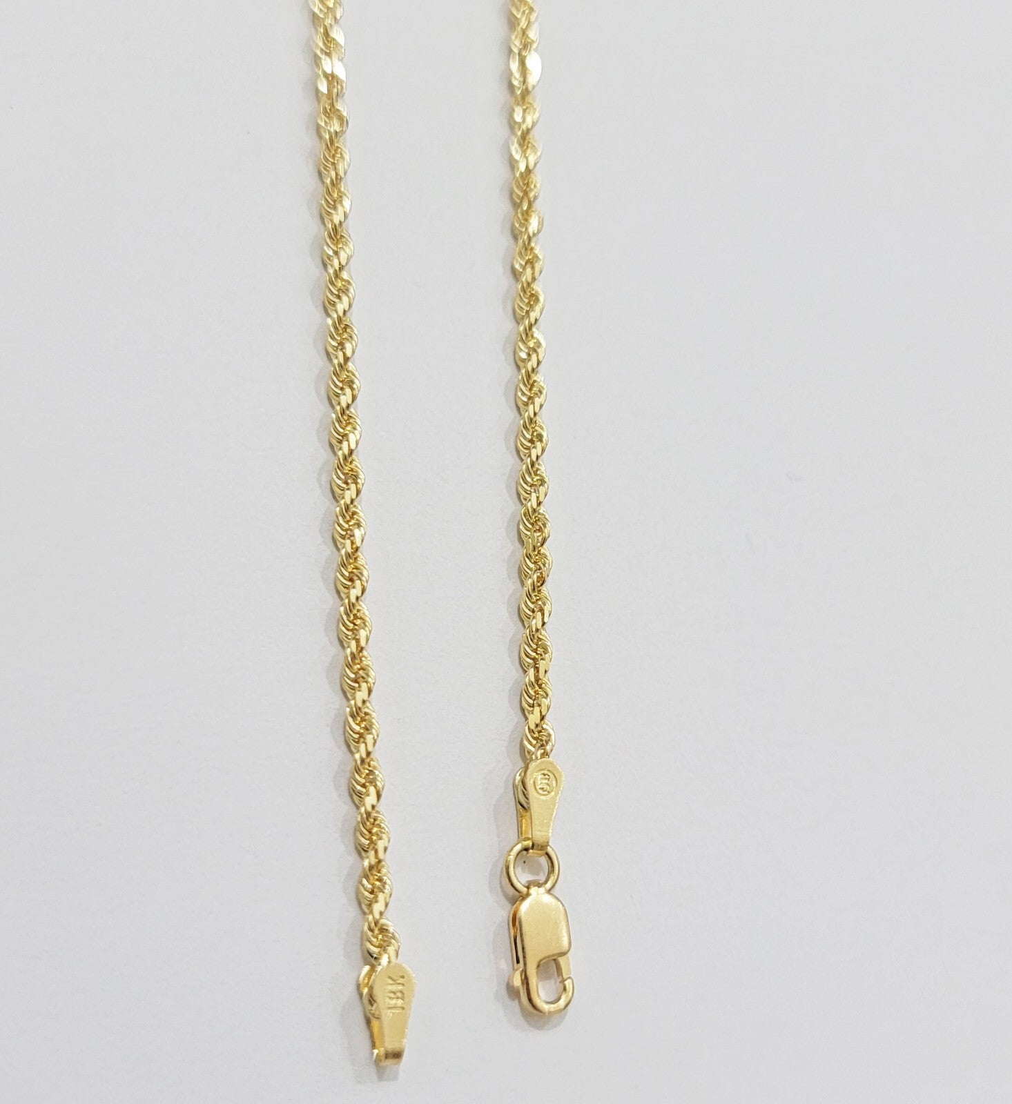 Real 18k Yellow Gold Rope Chain Necklace 2mm 18 Inch Ladies Women Solid 18 KT
