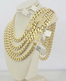 Real 10k Gold chain Cuban Link Monaco necklace 9mm 16-30 Inches CZ Box Lock 10KT