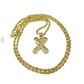 Real 10k Rope Chain X Nugget Initial Charm 3mm 18"-28" Necklace Set Pendant Gold