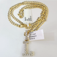 10k Gold Chain Necklace L Diamond Initial Pendant Set Cuban Curb 3mm 20"-30"