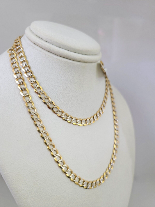 Cuban Curb Link Chain Necklace SOLID 5mm 22" Diamond Cut 10k Yellow Gold