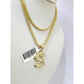 10k Gold Franco Chain 2.5mm 16"-26" S Nugget Initial Charm Pendant Necklace SET