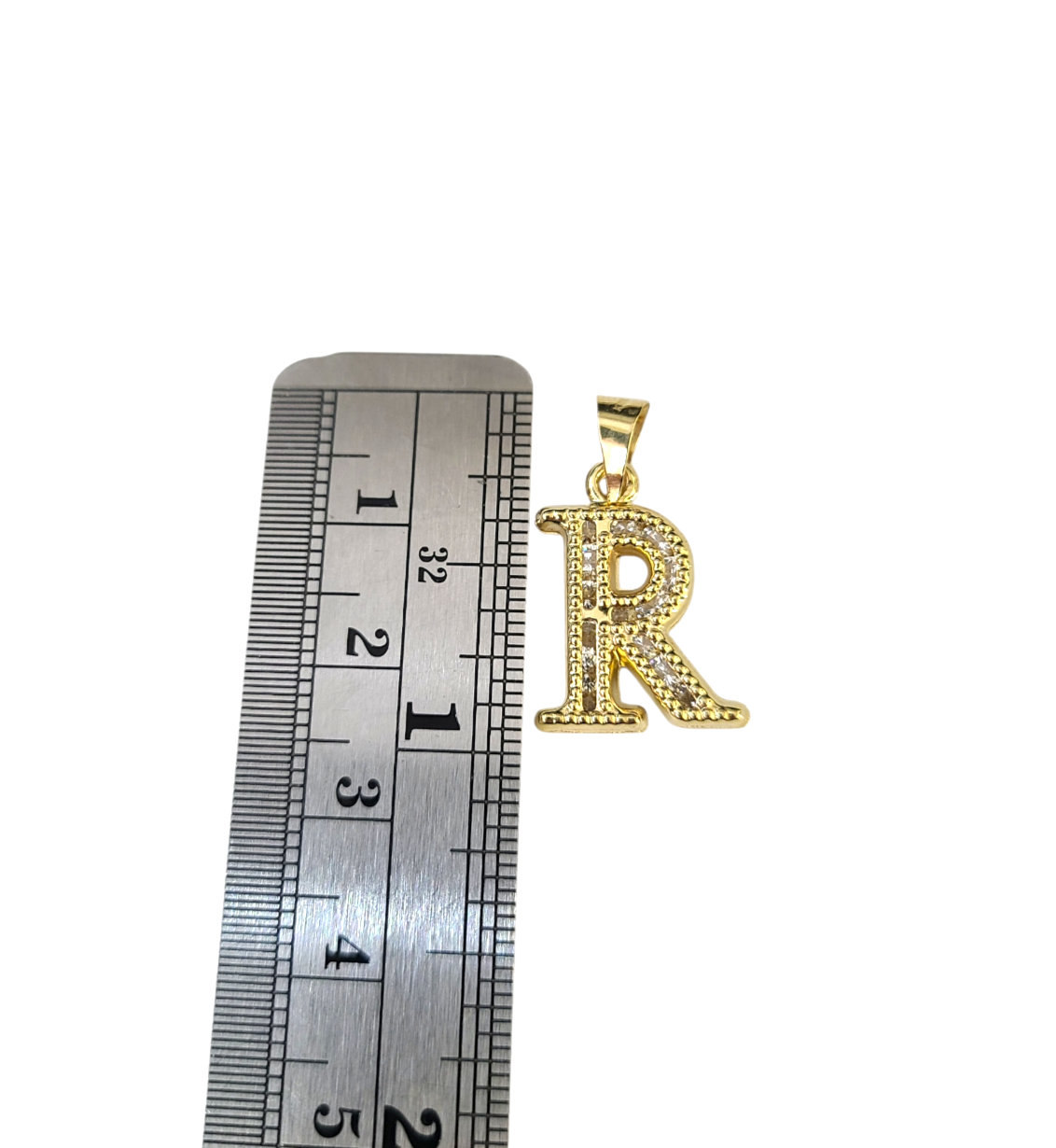 10k Gold Cuban Curb Chain Necklace R Initial Alphabet Pendant Charm 3mm Necklace