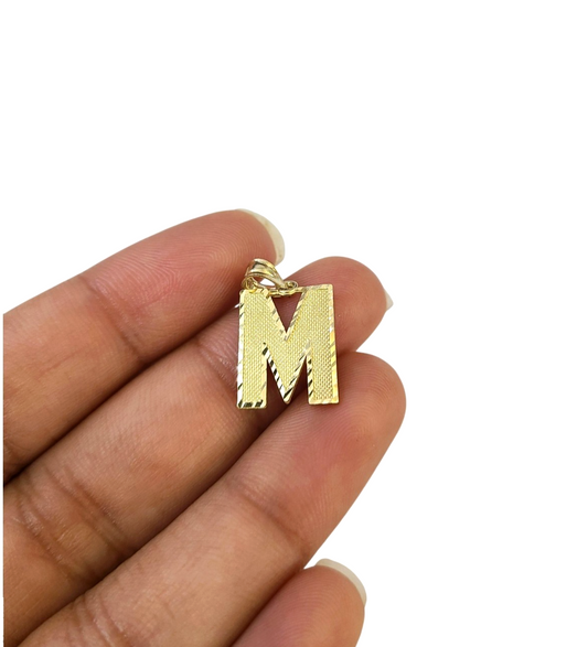 10K Yellow Gold M Initial Charm Pendant Alphabet Real 10kt Unisex