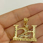 10k Yellow Gold L2H Charm LIVE 2 HUSTLE Pendant DiamondCut Design Men Women Real