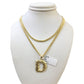 Real Gold 10k Miami Cuban Link Chain 2.5mm Pendant SET D Initial Charm Necklace
