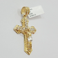 14k Yellow Gold Cross Jesus Crucifix Pendant 2 Inch 14kt CZ Charm Mens REAL 14kt
