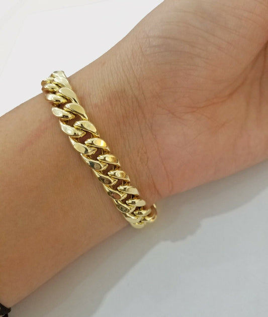 Gold Bracelet 14KT Miami Cuban Link 8" 9mm 14kt Yellow Gold Real Gold Sale