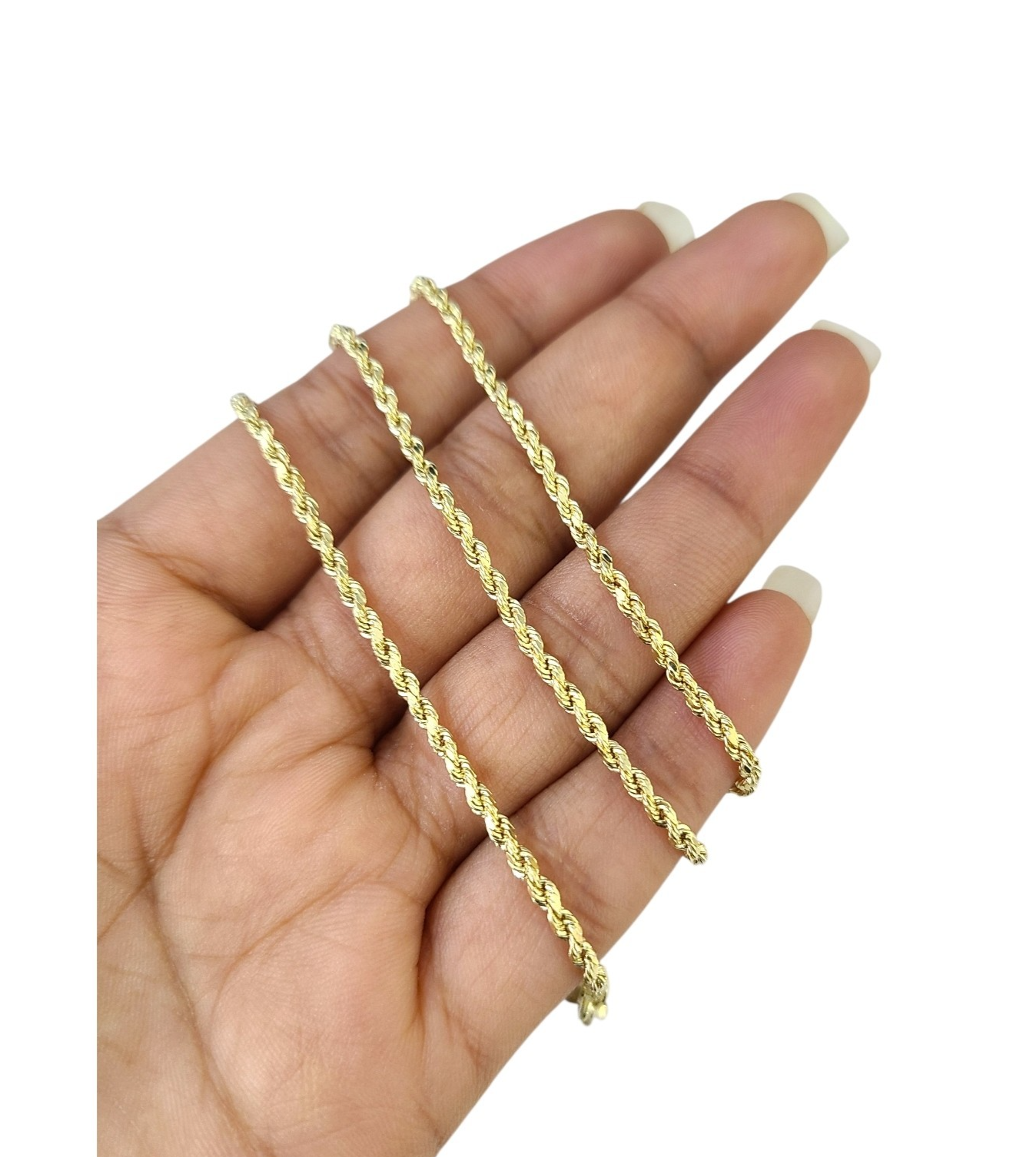Real 10k Yellow Gold Rope Necklace Chain 2mm 18-30 Inch Diamond Cuts 10kt