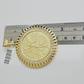 1947 Mexican Centenario Coin Charm Pendant Replica 50 pesos With Bezel 10kt Gold