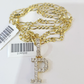 10k Gold Figaro Chain P Diamond Initial Pendant 3mm 20-28 inch SET Necklace