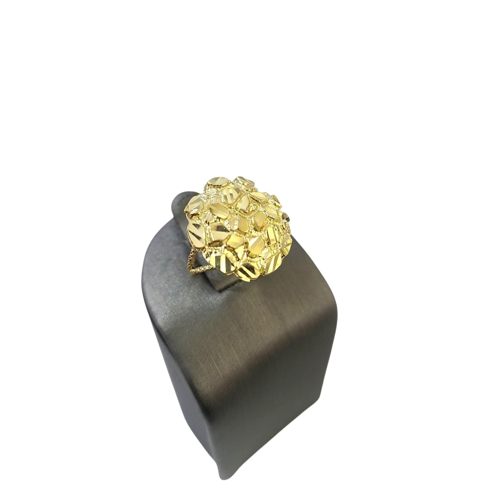 10K Gold Womens Nugget Cluster Ring Round Design Bold Statement Ladies Ring
