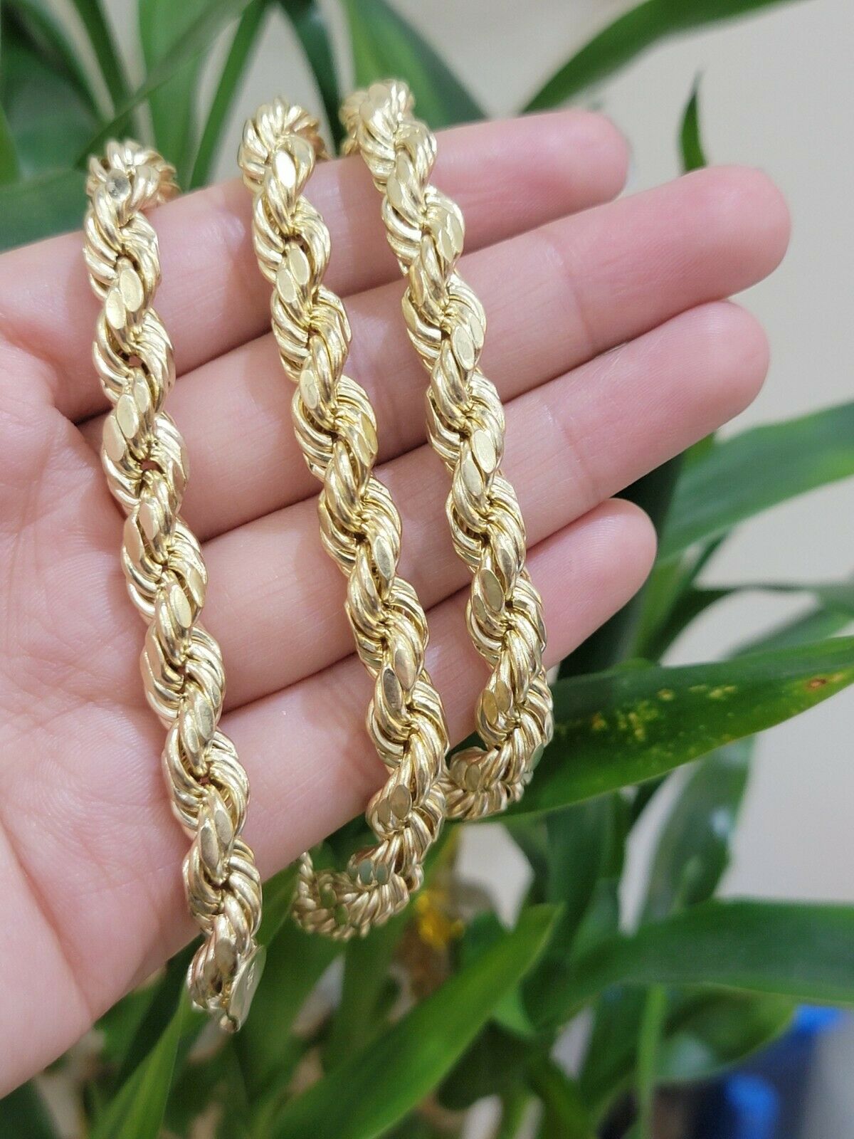 10K Yellow Gold Thick Rope Chain 22" 8mm Real 10k Necklace