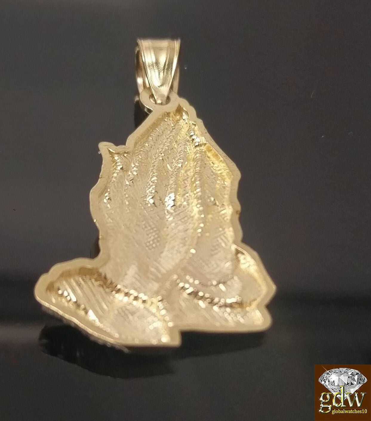 10k Yellow Gold Rope Chain  26" Praying Hand Charm Cross Pendant