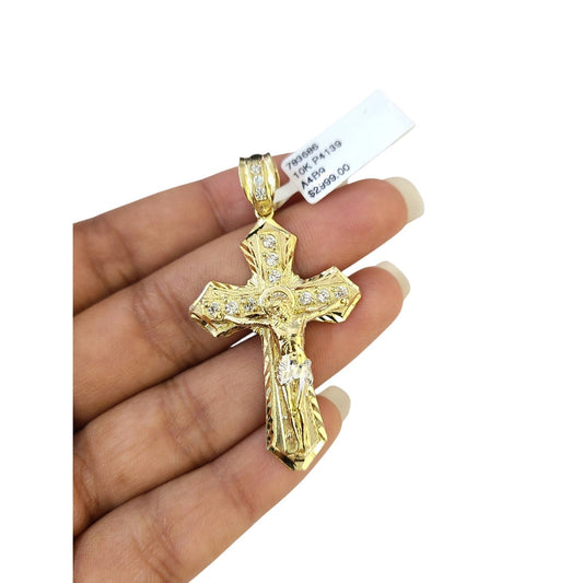 Real 10k Charm Pendant Christ Cross Yellow Gold 10KT