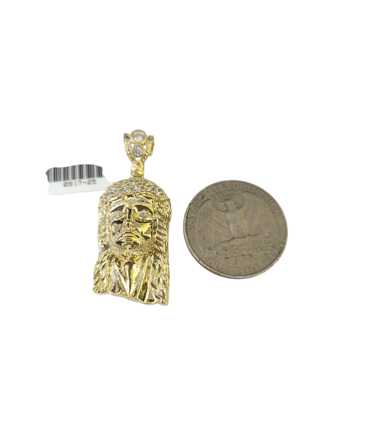 Real 10k Gold Franco Chain Christ Head Charm Pendant Necklace SET 2.5mm 18"-26"