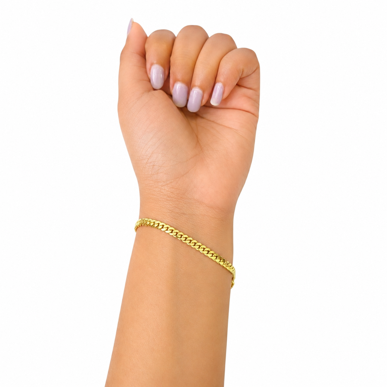 10k Real Solid Gold Miami Cuban Bracelet 4mm Link 7" inch Women Men