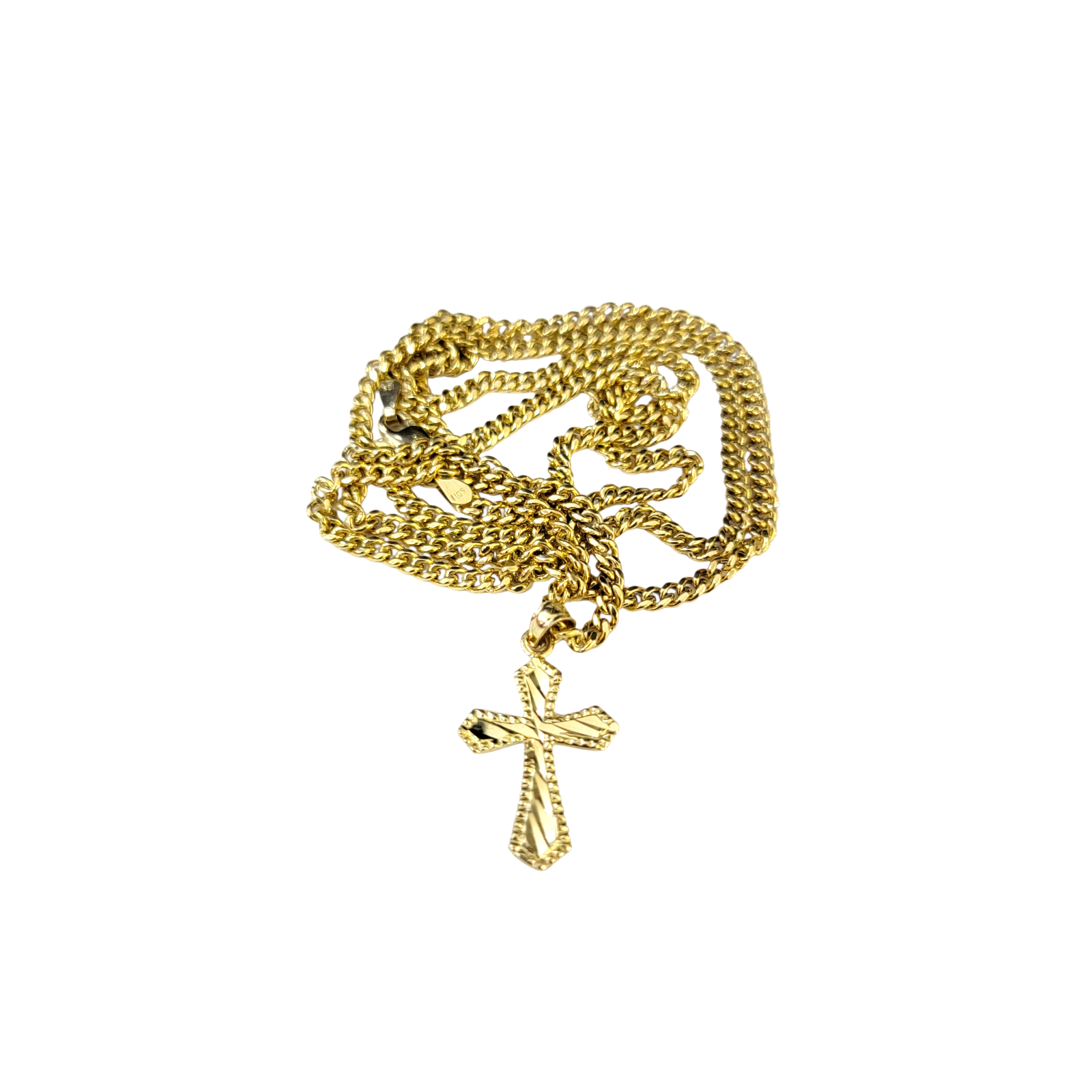 Real 10k Gold Cross Charm Pendant Franco Chain Necklace SET 2.5mm 16"-26"