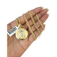 10K Gold Miami Cuban Chain Jesus Christ Charm 18"-24" 2mm Pendant Necklace SET