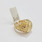 Real 10k Yellow Gold Masonic Ring Mens Nugget Band Round Shape Pinky Casual Ring