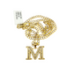 10k Gold Cuban Curb Chain Necklace M Initial Alphabet Pendant Charm 3mm Necklace