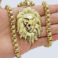 10kt Real Gold Box Byzantine Necklace Lion Charm Pendant SET 28 Inches Chain 6mm