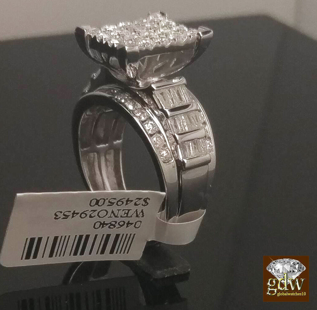 2CT Diamond Solid 10k White Gold Ring Engagement Wedding Cinderella Ladies REAL
