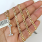 10k Gold Chain Necklace I Diamond Initial Pendant Set Cuban Curb 3mm 20"-30"