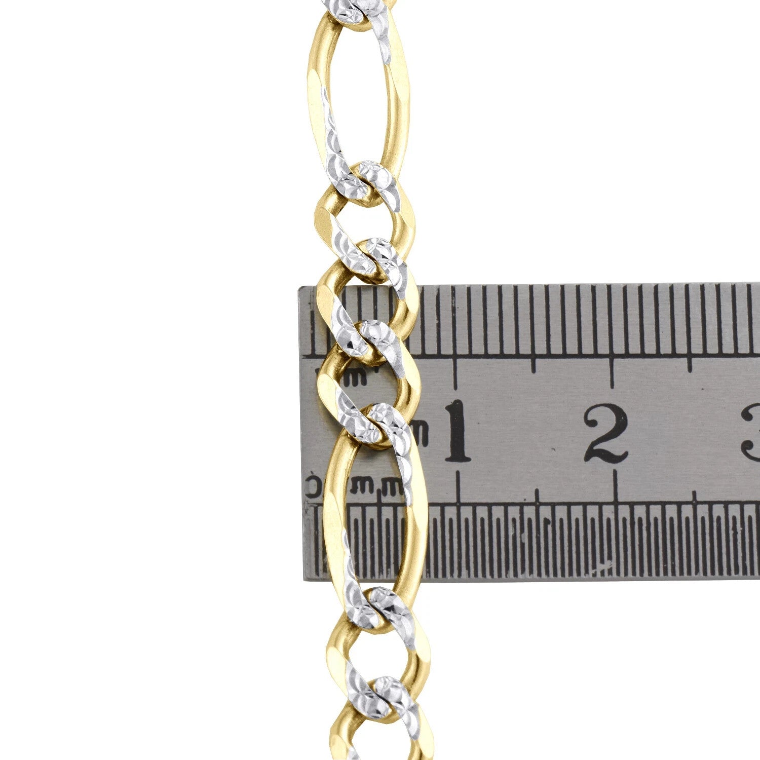 Mens Real 10k Yellow Gold Figaro Link Bracelet Diamond Cut 6.5 mm Solid 9 Inch