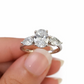 14k White Gold Oval LAB Created Ring Diamonds Wedding Ladies Band Women
