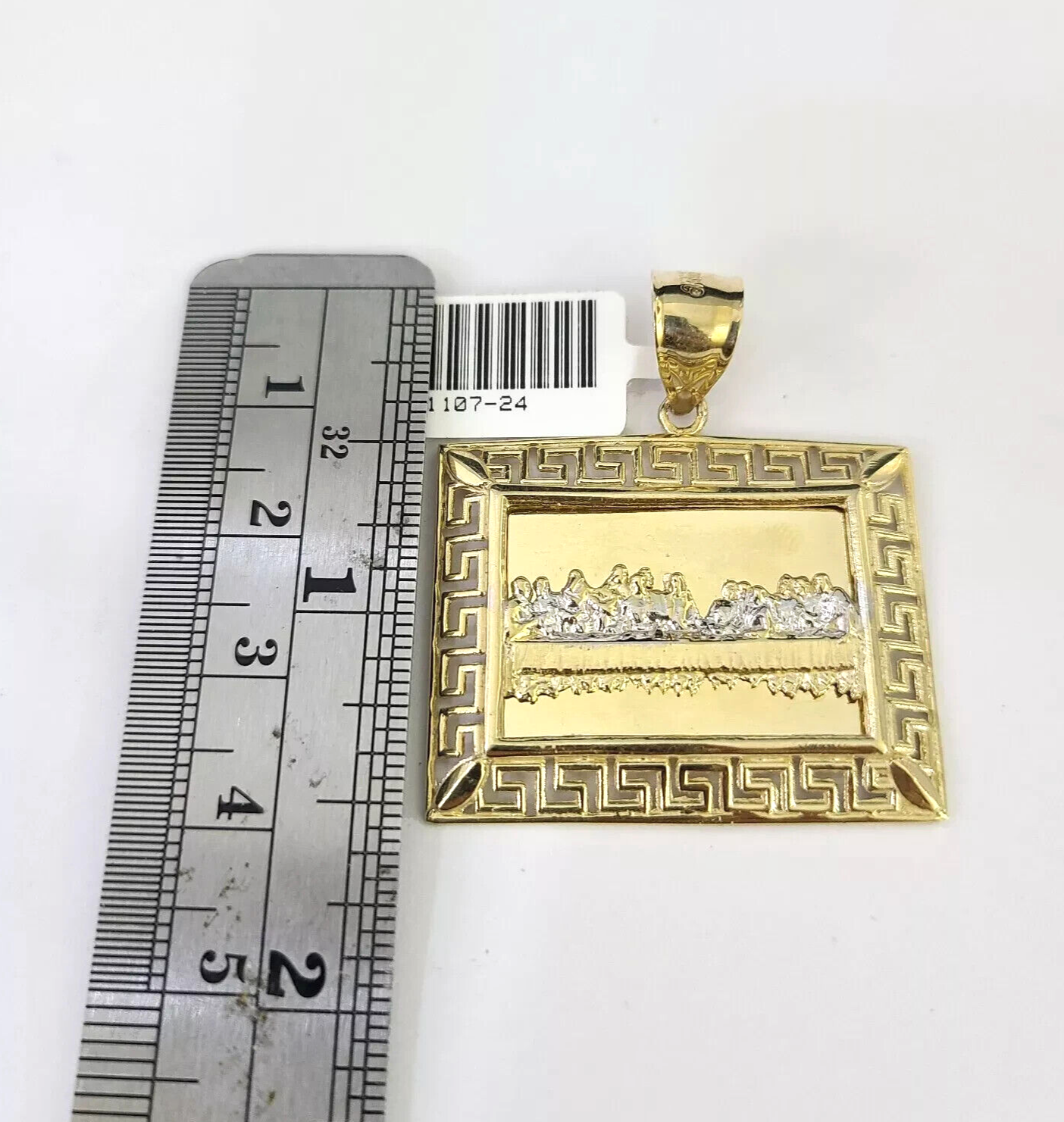 10kt Solid Gold Rope Chain Last Supper Charm Pendant 20-28'' Inches Necklace 4mm