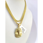 Real 10k Gold Franco Necklace Chain Pharaoh Head Charm 2.5mm 18"-26" Pendant SET