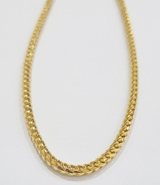 Real 10k Gold Necklace Franco Chain 4mm 22Inch Diamond Cut 10k Yellow Gold SOLID