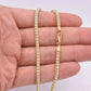 10K Yellow White Gold Two Tone 3mm Diamond Cut Ice Bead Link Bracelet 8 Inches
