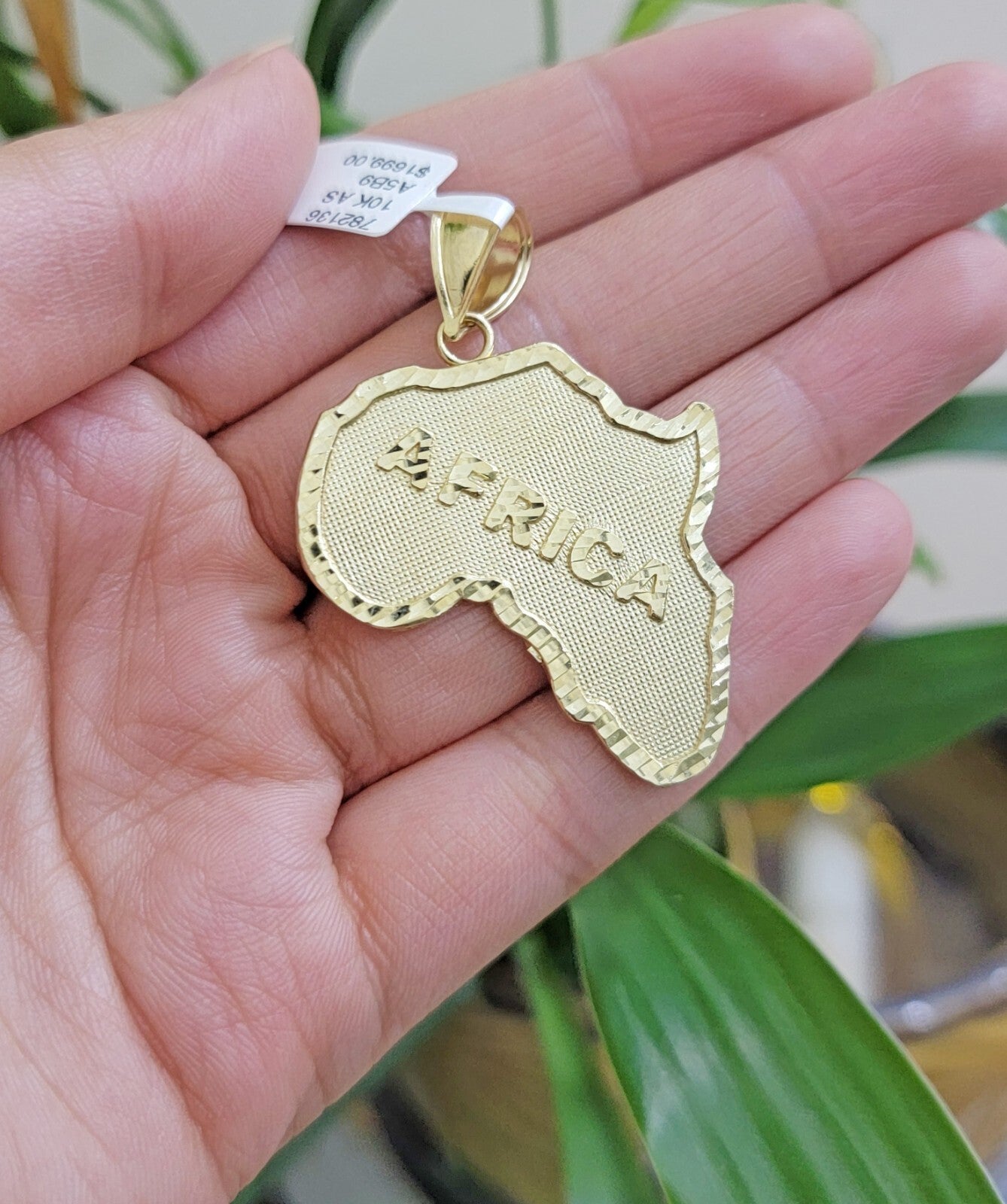 10k Yellow Gold Charm Africa Map Pendant Mens REAL 10KT GOLD & FREE SHIPPING