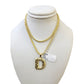 Real 10k Gold Franco Chain D Initial Charm Pendant Necklace SET 2.5mm 16"-26"