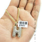 10K Gold Chain Initial H Charm Alphabet Pendant Solid 0.46 CT Diamond Men Ladies