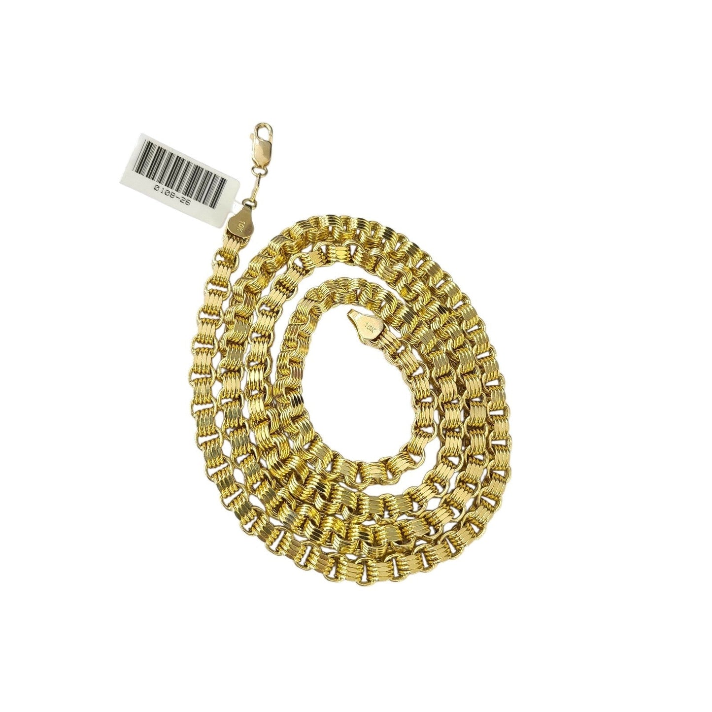 10K Yellow Gold Byzantine Chain Necklace 5mm 26 Inch 10kt Diamond Cuts Men's