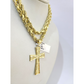 Real 10k Rope Chain Necklace Cross Charm Pendant Set 5mm 20"-30" Gold