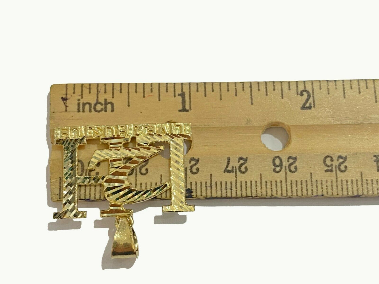 10k Yellow Gold L2H Charm LIVE 2 HUSTLE Pendant DiamondCut Design Men Women Real