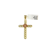 Real 10k Charm Pendant Christ Cross Rose Yellow Gold 10KT