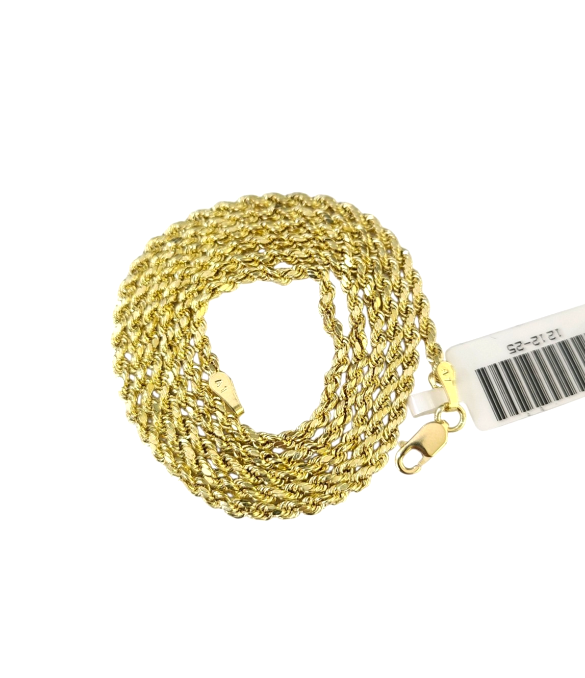 Real 10k Yellow Gold Rope Necklace Chain 2mm 18-30 Inch Diamond Cuts 10kt