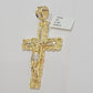 14k Yellow Gold Cross Nugget Pendant Jesus Crucifix 3 Inch 14kt Gold Men's REAL